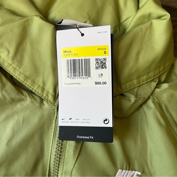 Nike Men's Unlined Woven Anorak Jacket Green Size Small DQ4910-334 - Picture 3 of 9
